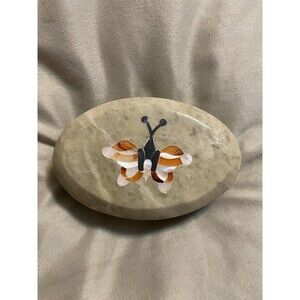 Vintage Stone Trinket Box Butterfly Made India Crowning Touch Collections Mom